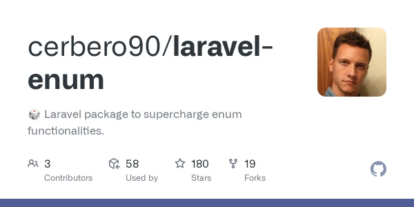 GitHub - cerbero90/laravel-enum: 🎲 Laravel package to supercharge enum functionalities.