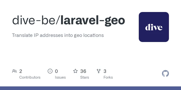 GitHub - dive-be/laravel-geo: Translate IP addresses into geo locations