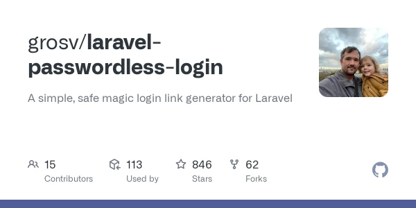 GitHub - grosv/laravel-passwordless-login: A simple, safe magic login link generator for Laravel