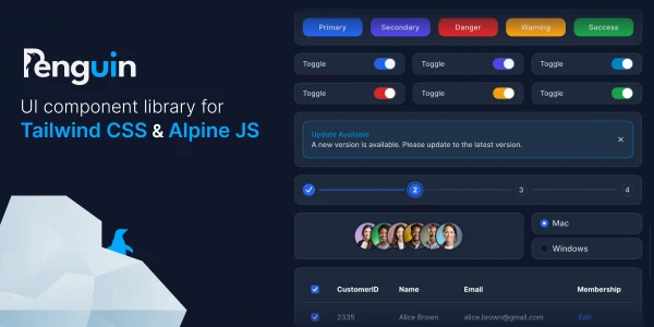 Penguin UI - Tailwind CSS & Alpine JS UI Component Library